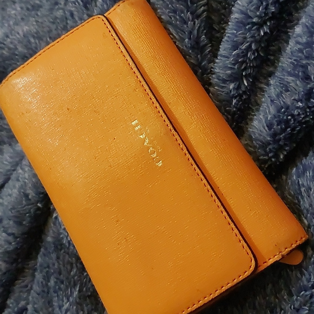Orange COACH Wallet/Crossbody w/ strap.